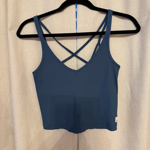 Vuori Rib Crop Tank – Stone Blue (Size S) - Picture 3 of 7